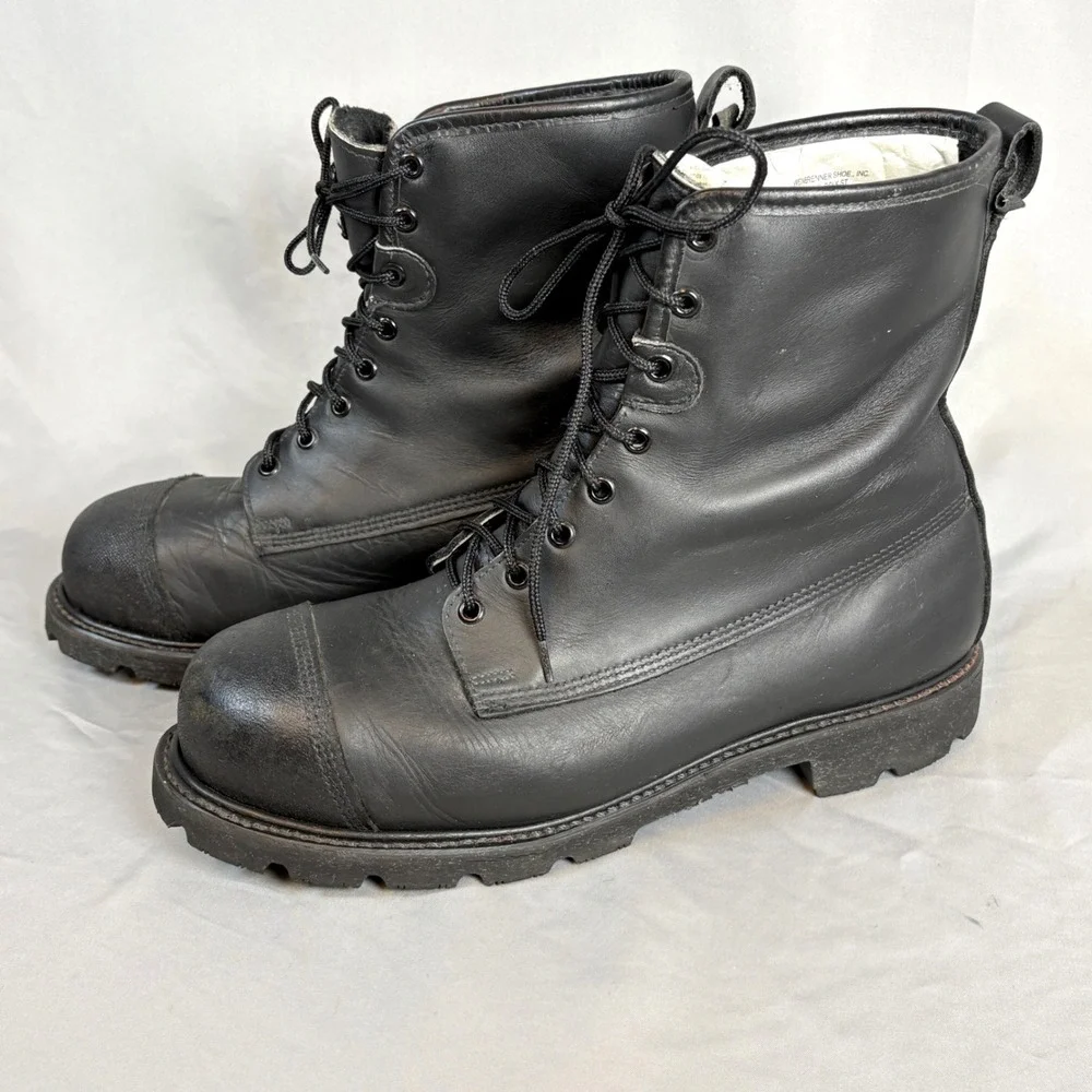 Weinbrenner USA Mens Vtg  Fire Fighting Workwear Black Leather Boots 11W Grunge